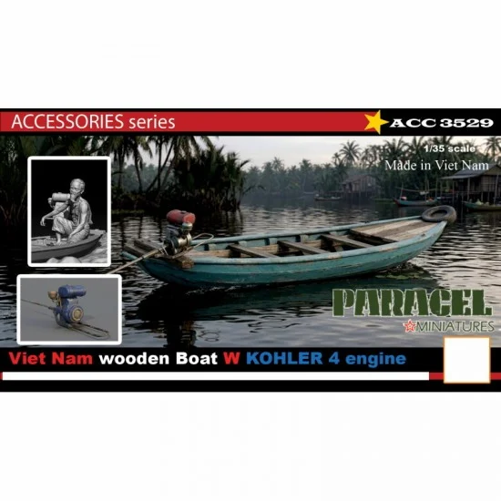 Paracel Miniatures ACC3529 1/35 Wooden Boat with KOHLER 4 Engine - Model Ships & Boats