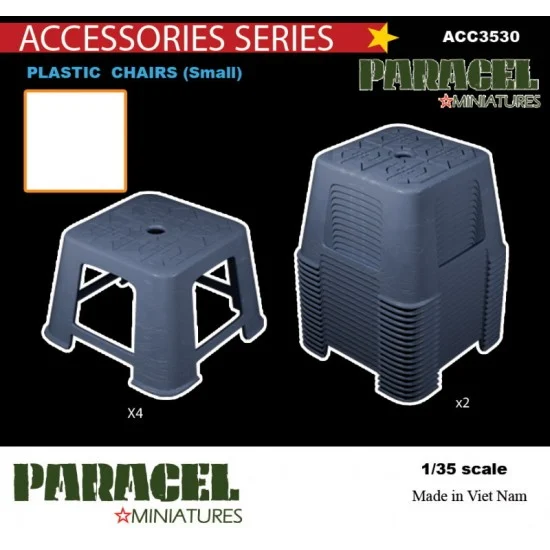 Paracel Miniatures ACC3530 1/35 Plastic Chairs (Small): 4 Individual and 2 Pre-stacked Columns