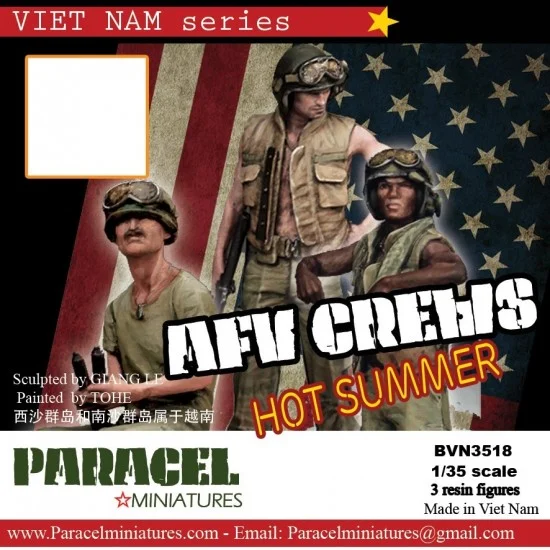Paracel Miniatures BVN3518 1/35 Vietnam War US AFV Crews in Hot Summer (3 figures) - Model Figures