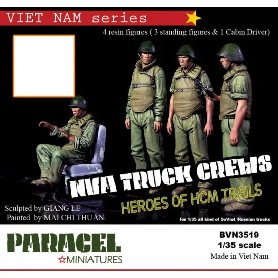 Paracel Miniatures BVN3519 1/35 Vietnam War NVA Truck Crews (4 figures) for ZIL 157/CA 130 - Model Figures