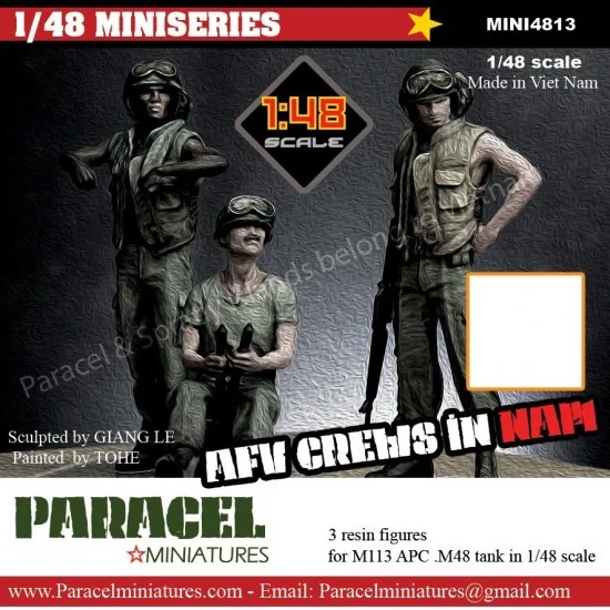 Paracel Miniatures MINI4813 1/48 Vietnam War US AFV Crews (3 figures) - Model Figures