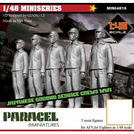 Paracel Miniatures MINI4816 1/48 WWII Japanese Jet Fighters Ground Service Crews (5 Standing Figures) - Model Figures