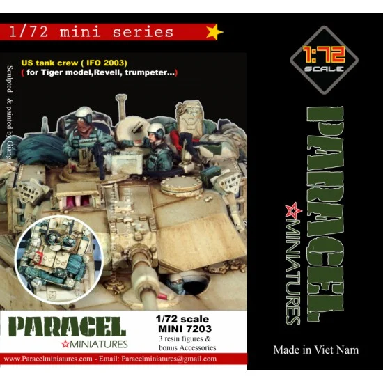 Paracel Miniatures MINI7203 1/72 US Tank Crew, OIF 2003 (3 figures & accessories) - Model Figures