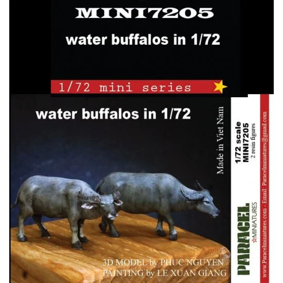 Paracel Miniatures MINI7205 1/72 Water Buffalos in Vietnam Era (2pcs) - Scenics & Diorama