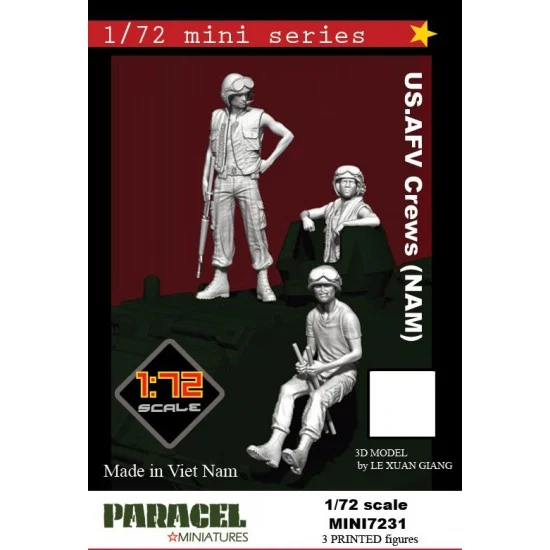 Paracel Miniatures MINI7231 1/72 US AFV Crews, NAM (3 figures) - Model Figures