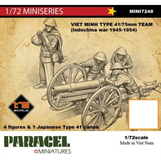 Paracel Miniatures MINI7248 1/72 Viet Minh Type 41/75mm Team (Indochina War 1945-1954)