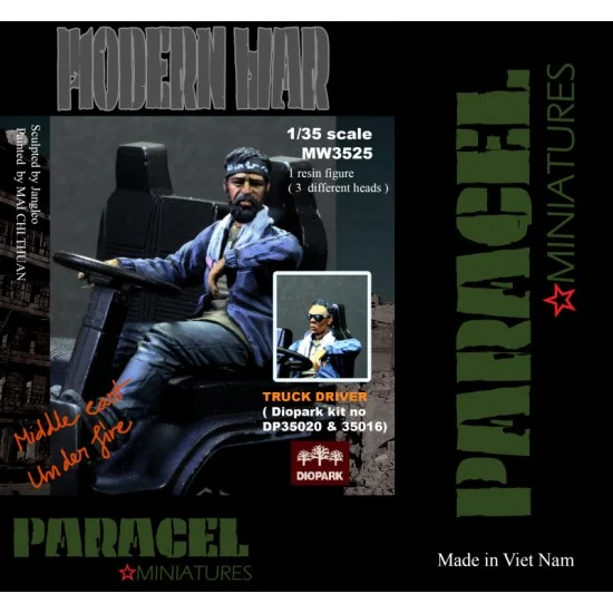 Paracel Miniatures MW3525 1/35 Truck Driver for DioPark kits #35016/35020 (Arabic/African/Asian heads optional) - Model Figures