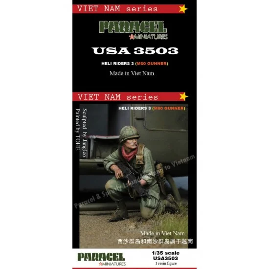 Paracel Miniatures USA3503 1/35 Vietnam War US Helicopter Rider #3 M60 Gunner - Model Figures