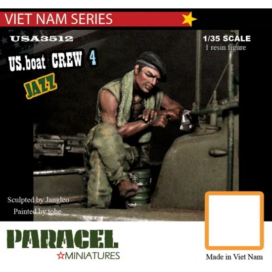 Paracel Miniatures USA3512 1/35 Vietnam US PBR Crew #4 (HEARING JAZZ RADIO) for BOAT/AFV/Tanks - Model Figures