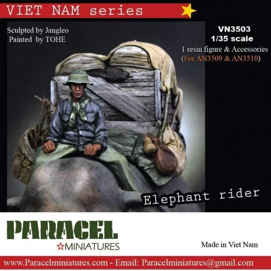 Paracel Miniatures VN3503 1/35 Vietnam War Elephant Rider (1 figure & stowage set) for PARM-AN3509/AN3510