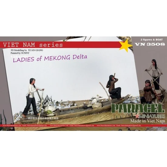 Paracel Miniatures VN3508 1/35 Vietnamese Ladies of Mekong Delta (2 figures w/boat) - Model Figures