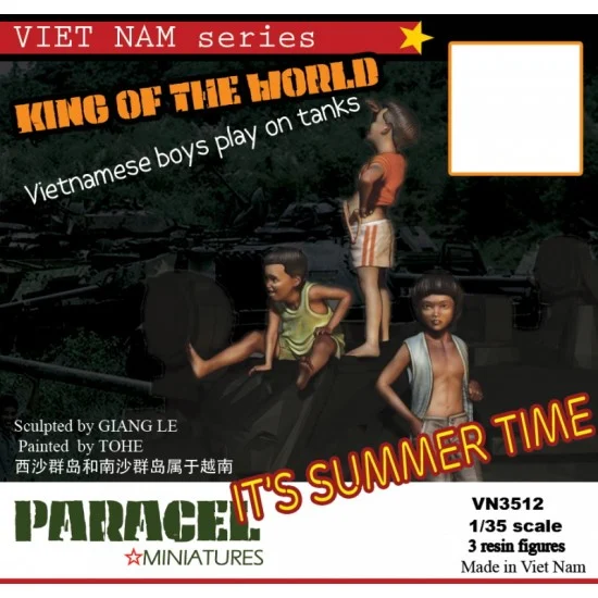 Paracel Miniatures VN3512 1/35 Vietnam War Civilian Kids Playing On Tanks 'King of The World' (3 figures) - Model Figures