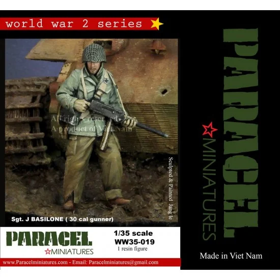 Paracel Miniatures WW35019 1/35 WWII US Soldier Sgt J Basilone 30 cal Gunner - Model Figures