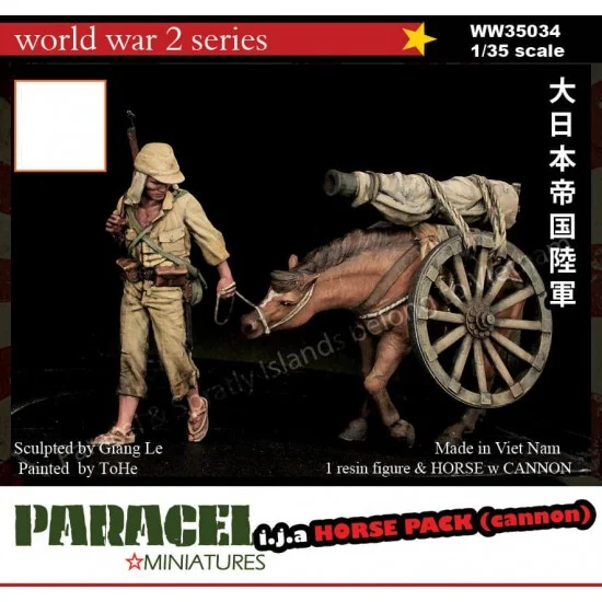 Paracel Miniatures WW35034 1/35 IJA Soldier and Horse with Cannon - Model Figures