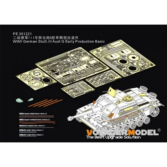 Voyager PE351221 1/35 WWII German StuG.III Ausf.G Early Production Basic Detail Set for Rye Field Model #5073 - Military Vehicles & Tanks