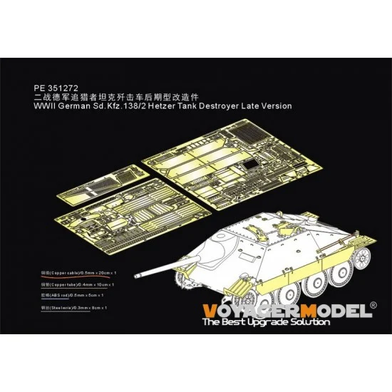 Voyager PE351272 1/35 WWII German SdKfz.138/2 Hetzer Tank Destroyer Late Detail set for Takom #2171/2172 - Military Vehicles & Tanks