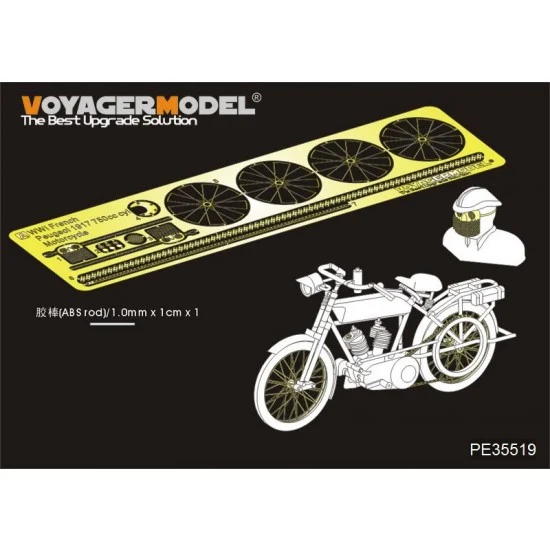 Voyager PE35519 1/35 WWI French Peugeol 1917 750cc cyl Motorcycle Detail Set for Meng Models kit HS005 - Military Vehicles & Tanks