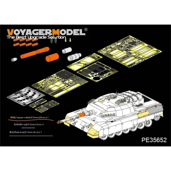 Voyager PE35652 1/35 Canadian Leopard C2 Mexas MBT Detail Set for Takom 2003 (w/barrel, smoke discharger) - Military Vehicles & Tanks