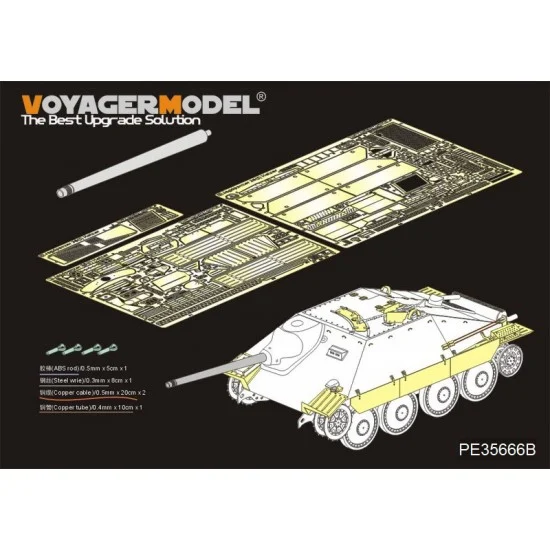 Voyager PE35666B 1/35 WWII German Hetzer Tank Destroyer Detail Set w/Gun Barrel for Dragon kit #6030 - Military Vehicles & Tanks