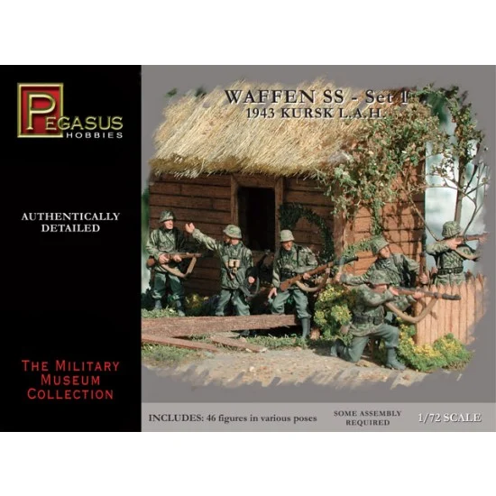 Pegasus Hobbies 7201 1/72 WWII German Waffen SS Set #1, Kursk L.A.H. 1943 (46 Figures) - Model Figures