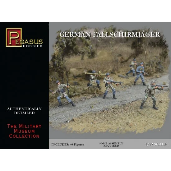 Pegasus Hobbies 7224 1/72 WWII German Fallschirmjager (40 Figures) - Model Figures