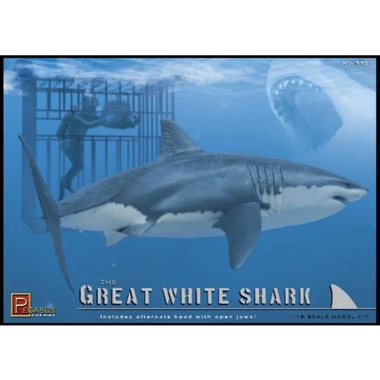 Pegasus Hobbies 9501 1/18 The Great White Shark w/Cage and Diver (w/2 Heads) - Scenics & Diorama