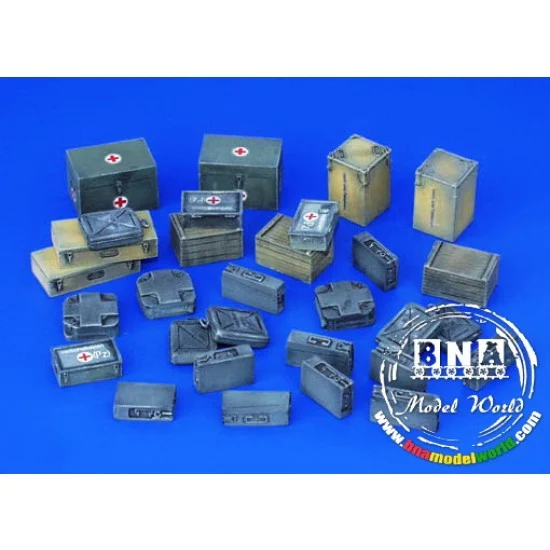 Plus Model 117 1/35 WWII Germany Ammunition and Medical Aid Containers - Scenics & Diorama