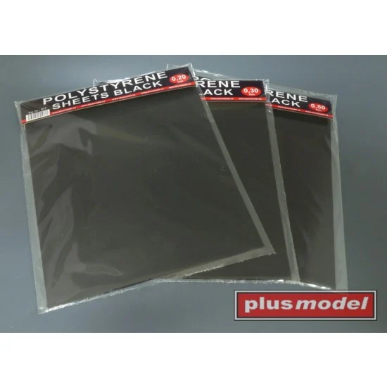 Plus Model 578 Plastic Plates Black 0.3mm Thickness #Big (2pcs, 190x220mm) - Hobby Tools & Supplies