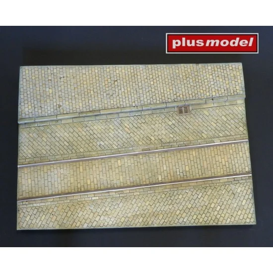 Plus Model 618 1/35 Display Base - Cobblestone Street with Tram Tracks (29.5 x 21 cm)