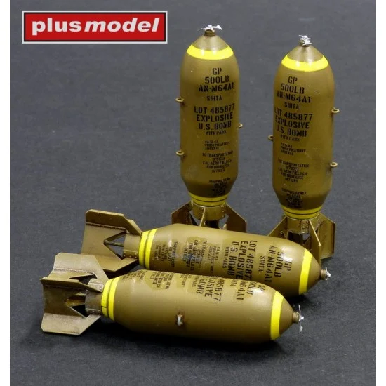 Plus Model AL3022 1/32 US 500lb Bombs (4pcs) - Model Planes