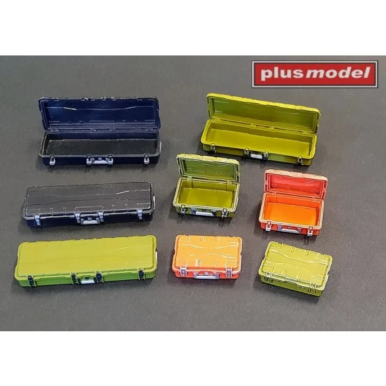 Plus Model DP3022 1/32 Tool Boxes Low (4x open, 4x closed) - Scenics & Diorama