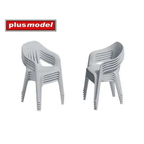 Plus Model DP3085 1/35 Stacked Plastic Chairs (2x folded felt chair) - Scenics & Diorama
