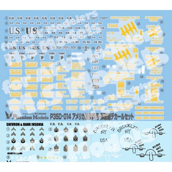 Passion Models 35D-014 1/35 US Infantry Equipment & Ammo Decal Set
