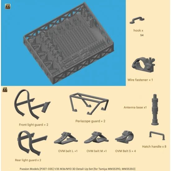 Passion Models 35T-035 1/35 M36/M10 Detail Parts Set for Tamiya #35390/35350