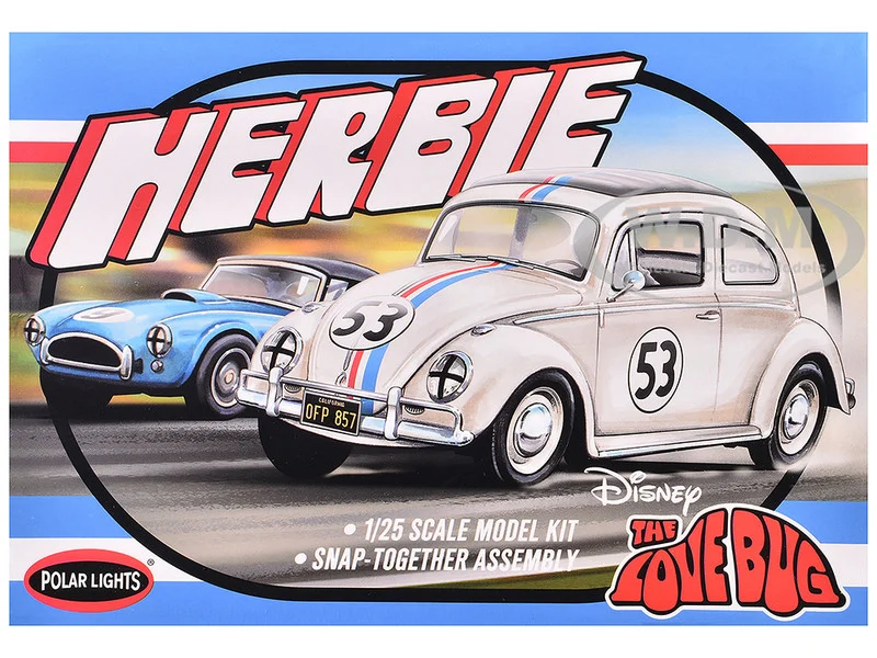 Skill 2 Model Kit Volkswagen Beetle Herbie "The Love Bug" (1969) Movie 1/25 Scale Model by Polar Lights - Volkswagen Models