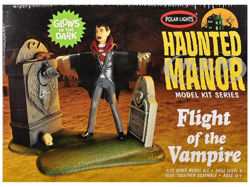 Skill 2 Model Kit Haunted Manor "Flight of the Vampire" Diorama Set 1/12 Scale Model by Polar Lights - Figures