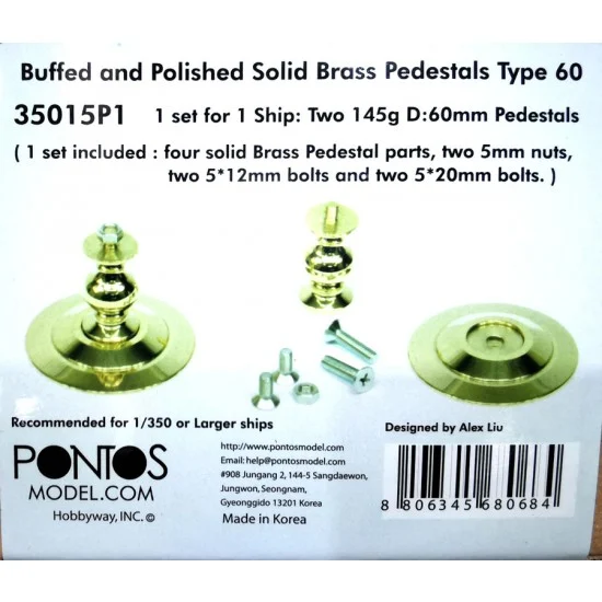 Pontos 35015P1 Buffed and Polished Solid Brass Pedestals Type 60 - Model Ships & Boats