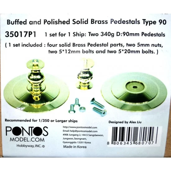 Pontos 35017P1 Buffed and Polished Solid Brass Pedestals Type 90 - Model Ships & Boats