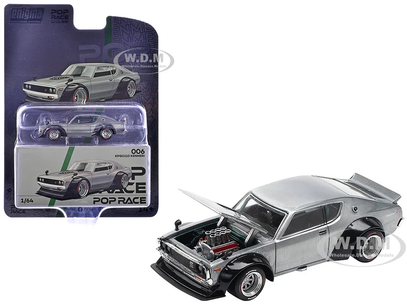 Skyline KPGC110 "Kenmeri" RHD (Right Hand Drive) Raw Metal "Enigma Exclusive Edition" 1/64 Diecast Model Car by Pop Race - Nissan Models