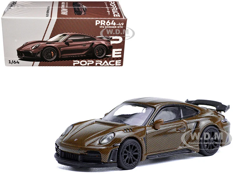 992 Stinger GTR Brown Carbon 1/64 Diecast Model Car by Pop Race - Porsche Models