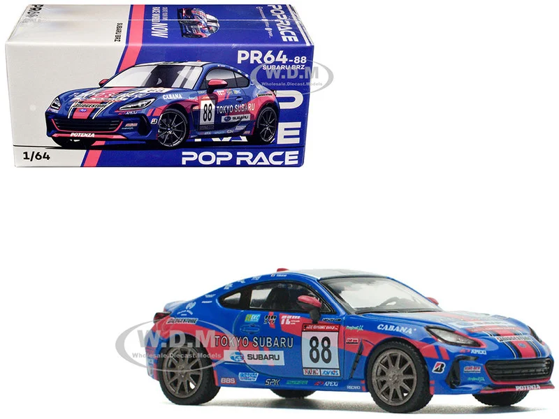 Subaru BRZ #88 Blue with Graphics "Tokyo Subaru Racing" 1/64 Diecast Model Car by Pop Race - Subaru Models