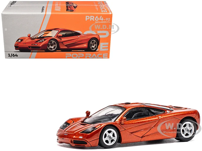 McLaren F1 Orange Metallic 1/64 Diecast Model Car by Pop Race - McLaren Models