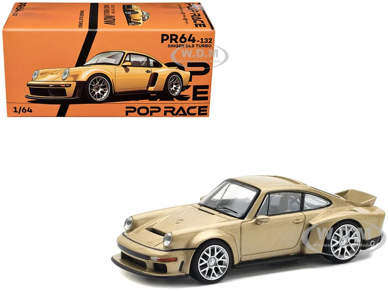 Singer DLS Turbo Gold Metallic 1/64 Diecast Model Car by Pop Race - Porsche Models