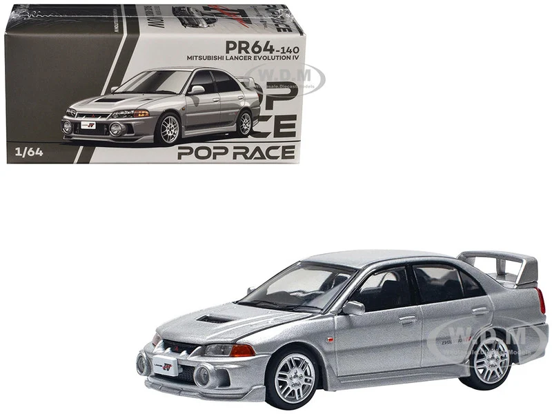 Mitsubishi Lancer Evolution IV RHD (Right Hand Drive) Steel Silver Metallic 1/64 Diecast Model Car by Pop Race - Mitsubishi Models