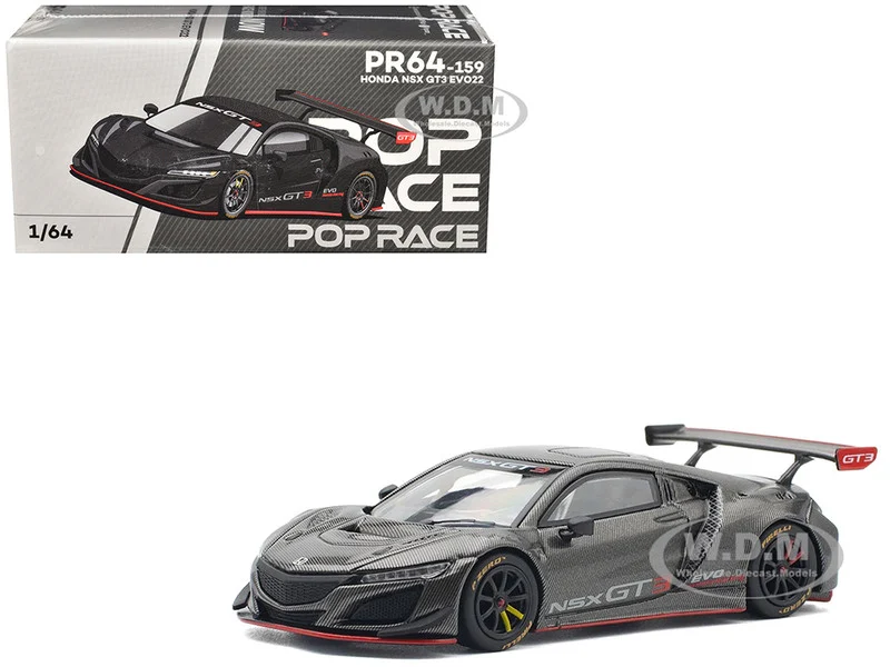 Honda NSX GT3 EVO22 Carbon Edition 1/64 Diecast Model Car by Pop Race - Honda Models