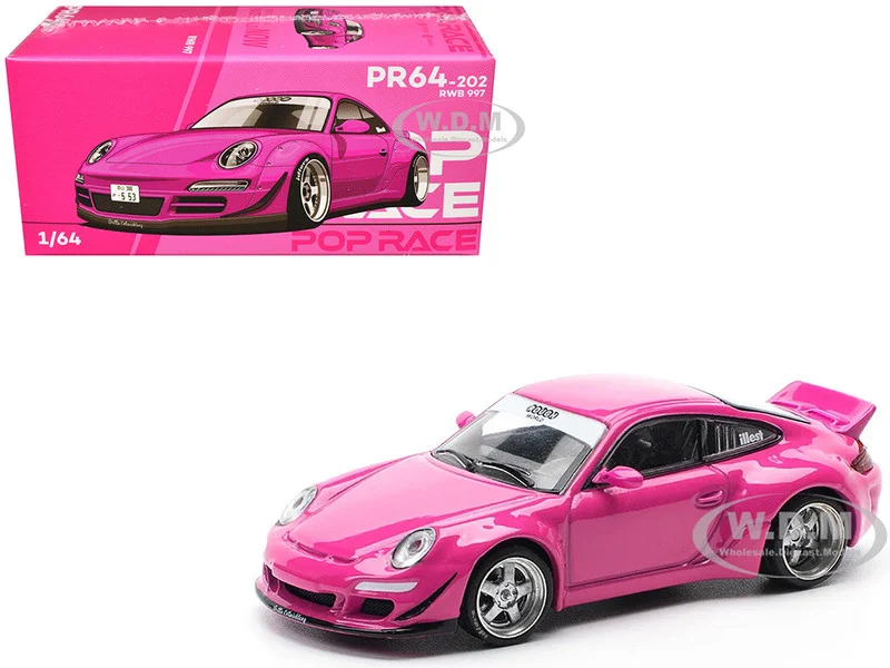 RWB 997 Pink 1/64 Diecast Model Car by Pop Race - Porsche Models
