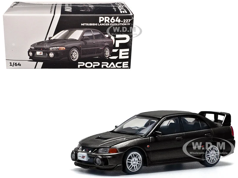 Mitsubishi Lancer Evolution IV RHD (Right Hand Drive) Pyrenees Black Pearl 1/64 Diecast Model Car by Pop Race - Mitsubishi Models