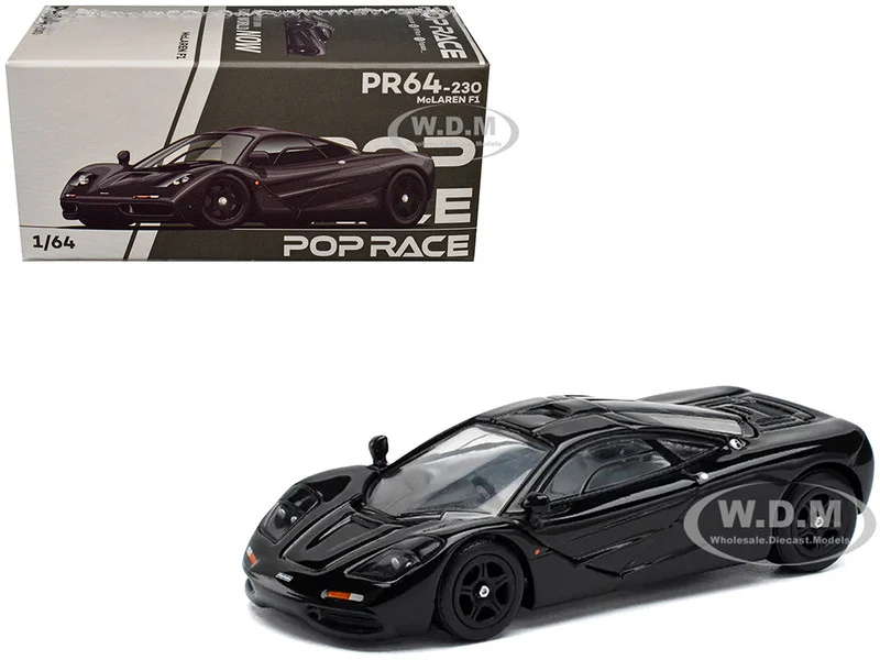 McLaren F1 Jet Black 1/64 Diecast Model Car by Pop Race - McLaren Models