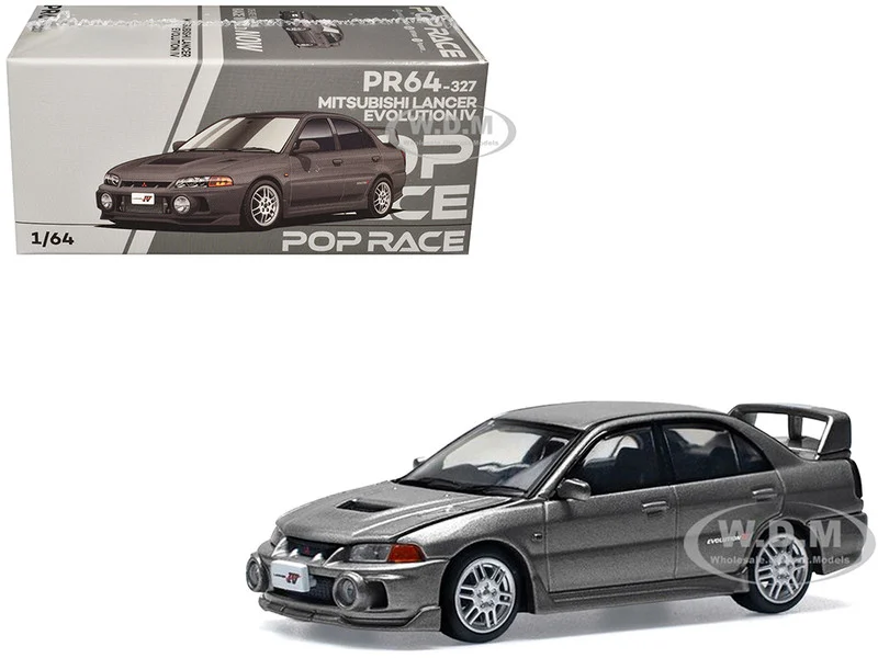 Mitsubishi Lancer Evolution IV RHD (Right Hand Drive) Dark Gray Metallic 1/64 Diecast Model Car by Pop Race - Mitsubishi Models