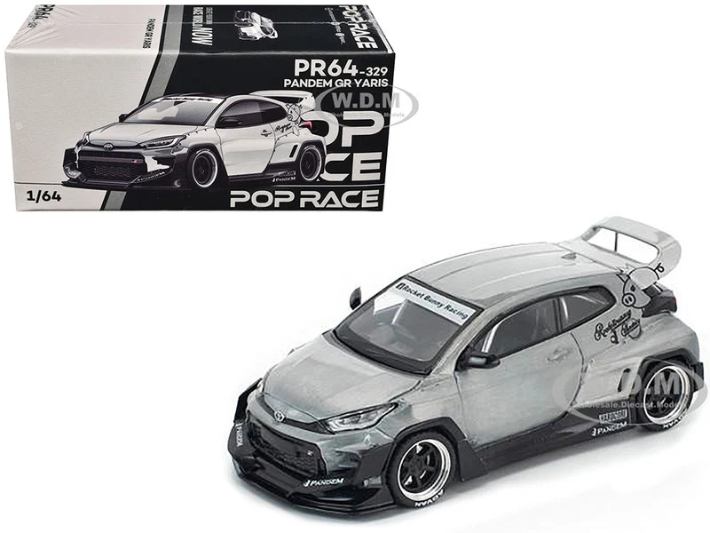 Toyota "Pandem" GR Yaris RHD (Right Hand Drive) Raw Metal 1/64 Diecast Model Car by Pop Race - Toyota Models